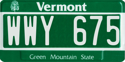 VT license plate WWY675