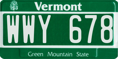 VT license plate WWY678