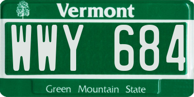 VT license plate WWY684