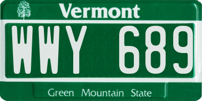 VT license plate WWY689