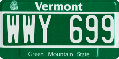 VT license plate WWY699