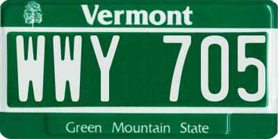 VT license plate WWY705