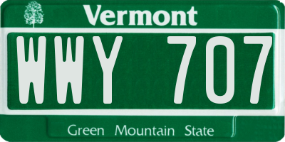 VT license plate WWY707