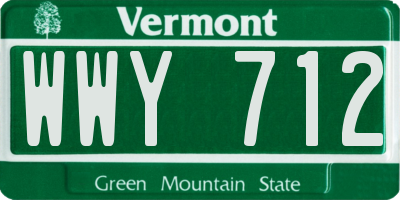 VT license plate WWY712