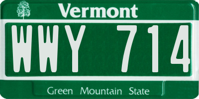 VT license plate WWY714