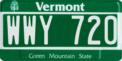 VT license plate WWY720