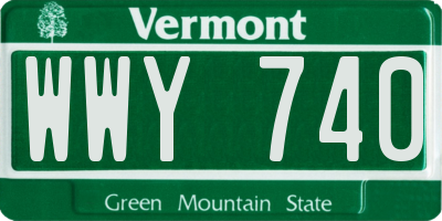 VT license plate WWY740