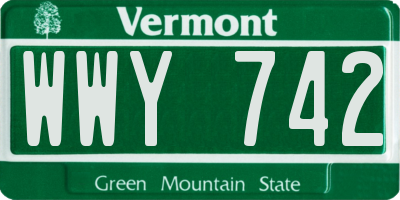 VT license plate WWY742