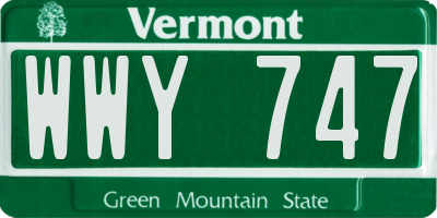 VT license plate WWY747