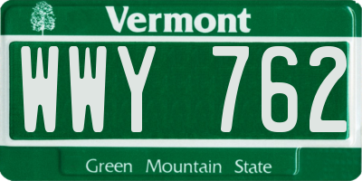 VT license plate WWY762