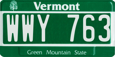 VT license plate WWY763
