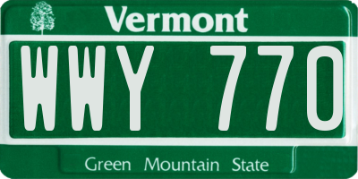VT license plate WWY770