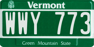 VT license plate WWY773