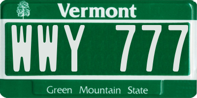 VT license plate WWY777