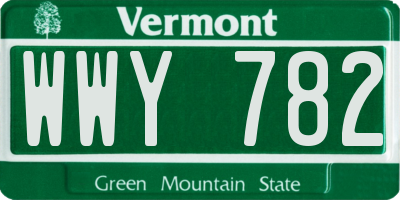 VT license plate WWY782
