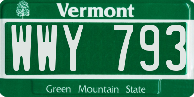 VT license plate WWY793