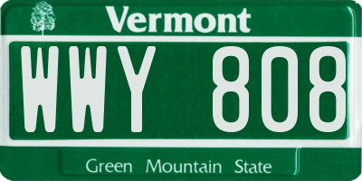 VT license plate WWY808