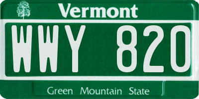 VT license plate WWY820