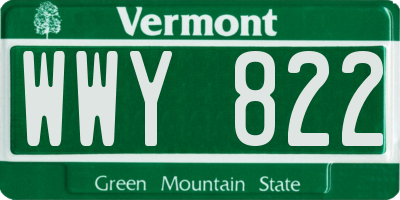 VT license plate WWY822
