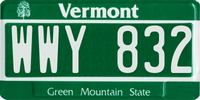 VT license plate WWY832