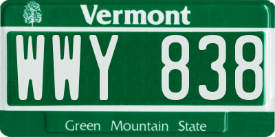 VT license plate WWY838