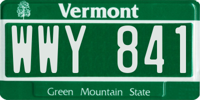VT license plate WWY841