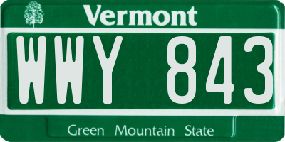 VT license plate WWY843