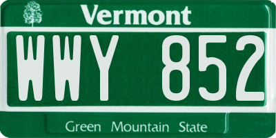 VT license plate WWY852