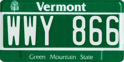 VT license plate WWY866