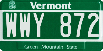 VT license plate WWY872