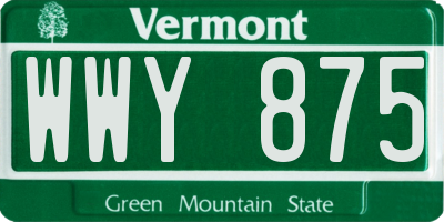 VT license plate WWY875
