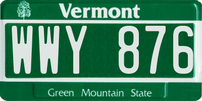 VT license plate WWY876