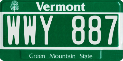 VT license plate WWY887