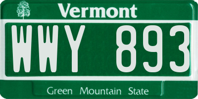 VT license plate WWY893