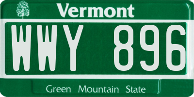 VT license plate WWY896