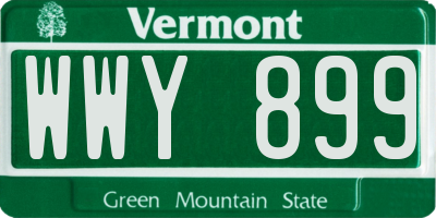 VT license plate WWY899