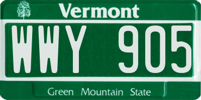 VT license plate WWY905