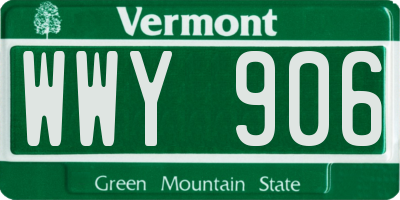 VT license plate WWY906