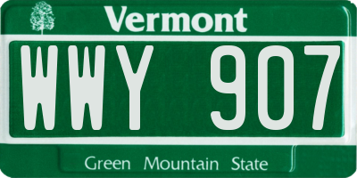 VT license plate WWY907
