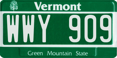 VT license plate WWY909