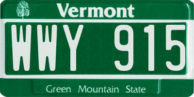 VT license plate WWY915