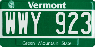 VT license plate WWY923