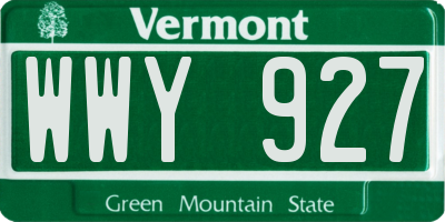 VT license plate WWY927