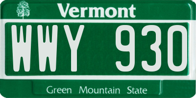 VT license plate WWY930