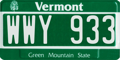 VT license plate WWY933