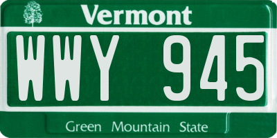 VT license plate WWY945