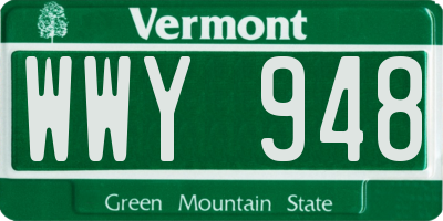 VT license plate WWY948