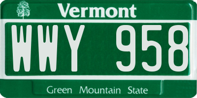 VT license plate WWY958