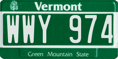 VT license plate WWY974