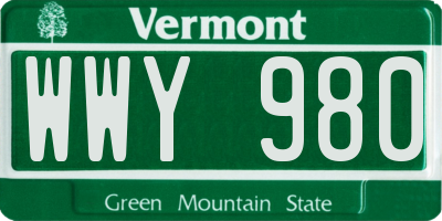 VT license plate WWY980